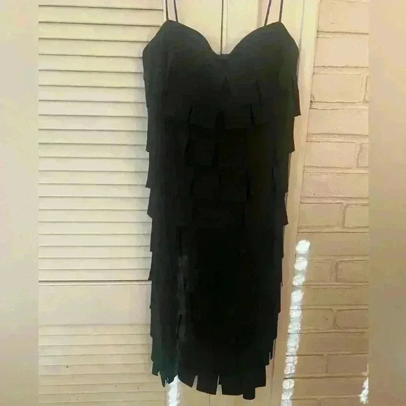 JS Collections Cocktail Dress Ruffles Mini Womens Size 4 little black dress - Picture 5 of 9